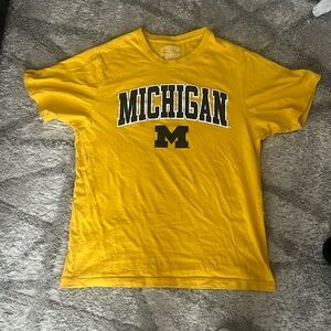 Michigan tee large fits like medium my girl put it in dryer